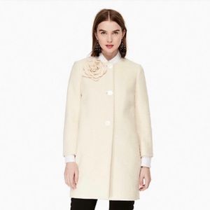 Kate spade tweed coat with flower brooch